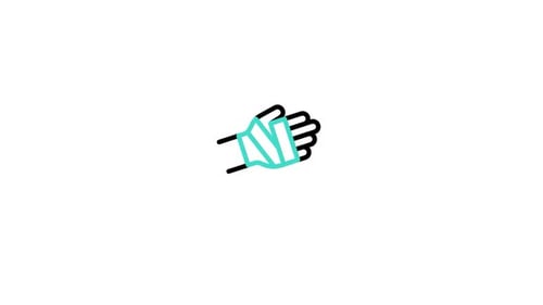 Animated Flat Design Icon of Bandaged Hand