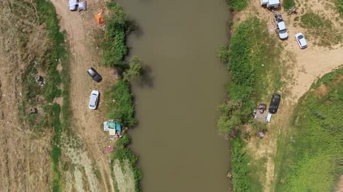 Camping site with a single family setting by the Jordan River