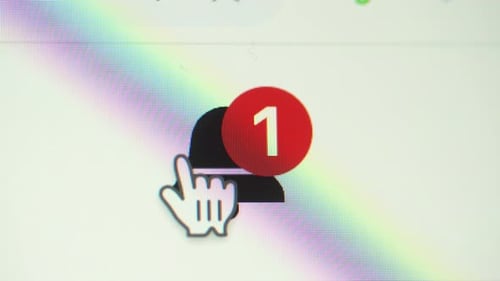 Closeup shot of notification button on computer screen