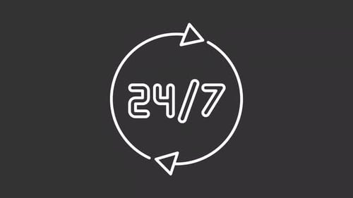 24 by 7 circle clock white line animation