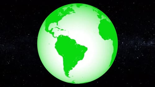Rotating Green Earth Globe Planet in Outer Space