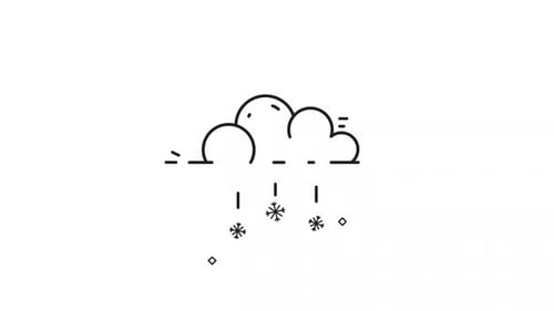 minimalistisches 2D-Animationsvideo mit winterlicher Schneewolkenlinie für Wetterkonzept
