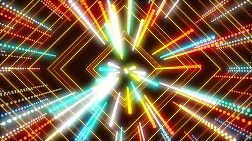 Colorful neon Sparks Particle Tunnel Effect Background