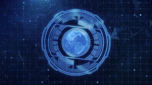 Futuristic Digital Globe HUD Interface Animation