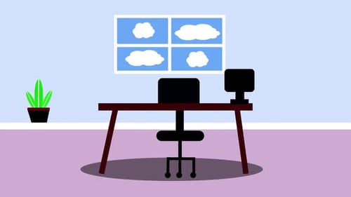 Ein minimalistisches Home-Office-Setup mit einem Schreibtisch aus Holz,