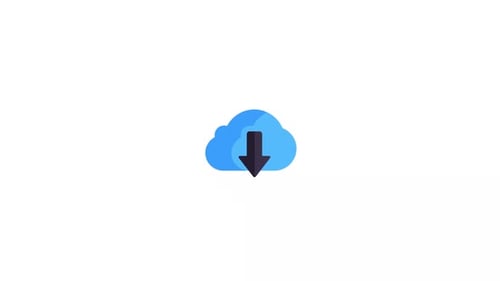 Animated Cloud Download Icon in Flat Design Style