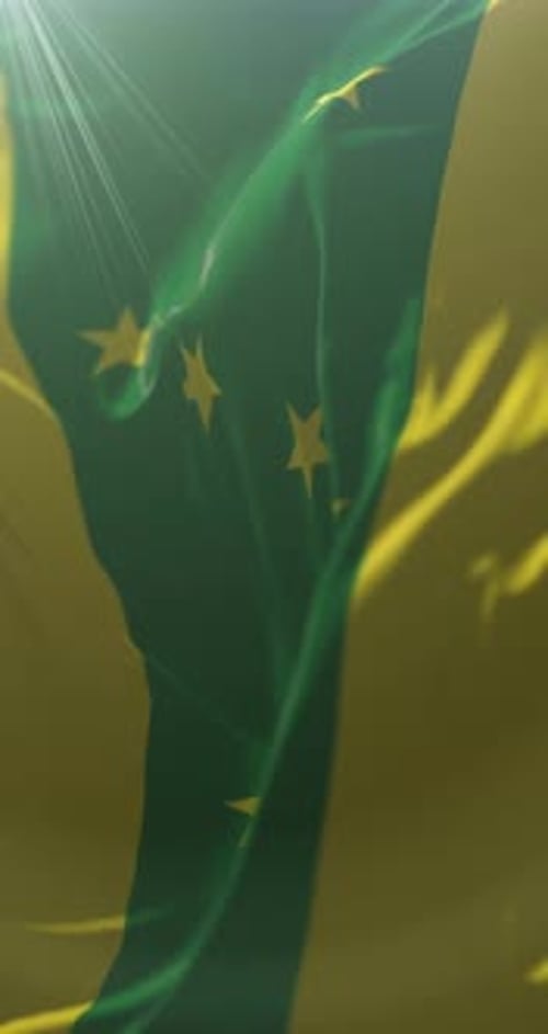 Waving Flag Animation with Stars and Light Flare