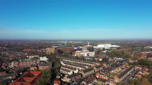 Aerial drone footage of the city of York in North Yorkshire, England