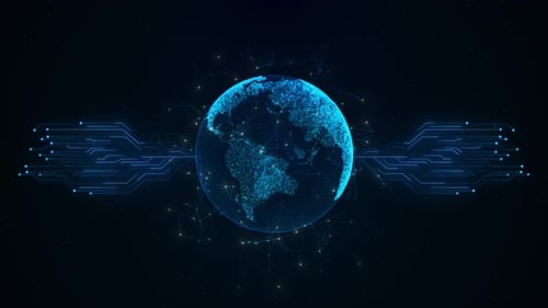 Globale Technologie 3D Earth Digital Connected Network Hintergrund Weltweite Big Data Cloud