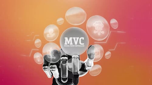 Touch screen technology Mvc Model View Controller Robotic Concept Background 4K