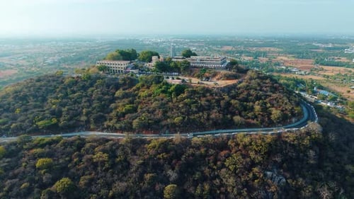Sivanmalai Temple Hilltop Aerial View with Winding Road