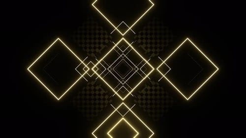 Light Yellow Futuristic Geometric Neon Squares Hud Background Background Vj Loop In 4K