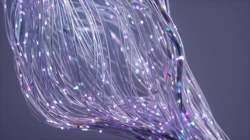 Abstract Futuristic Fiber Optic Strands Flowing Data Animation
