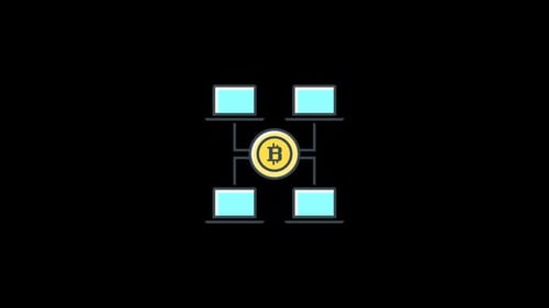 Flat Design Animation of Bitcoin Cryptocurrency Network