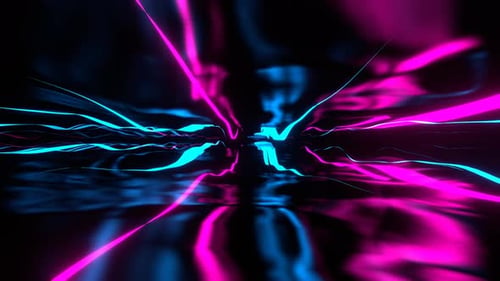 Cyan And Pink Fantasy Area With Neon Waves Background Vj Loop In 4K