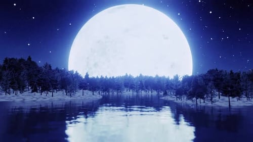 Luminous Moon Over Tranquil Lake