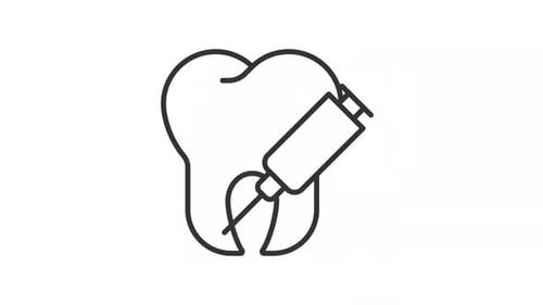 Animated syringe and tooth line icon