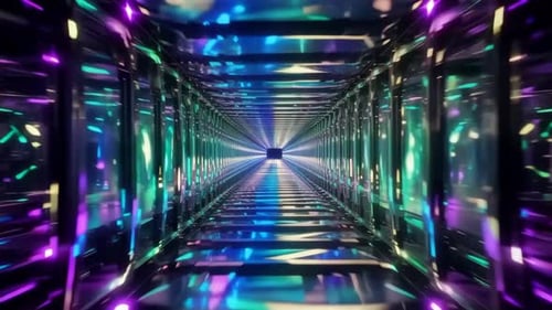 Cyberpunk Neon Corridor Motion Graphics Abstract Loop