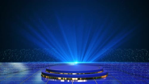 Modern Blue Podium Stage Loop with Light Rays
