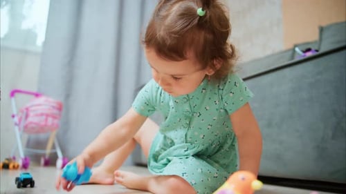 Child Playing with Toys at Home