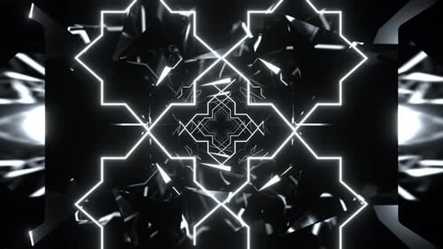 White Dynamic Bright Geometric Kaleidoscope Background Vj Loop In 4K