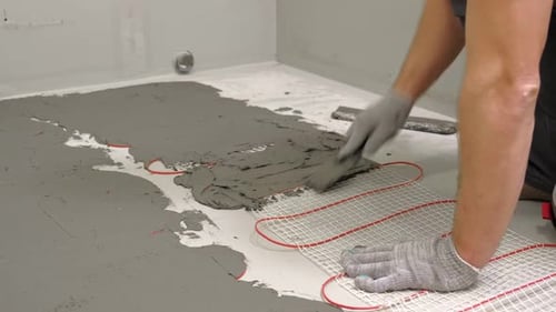 Electric Heating Mat Installing in the Tile Adhesive Underfloor Dual Core Fiberglass Mesh Mat Warm
