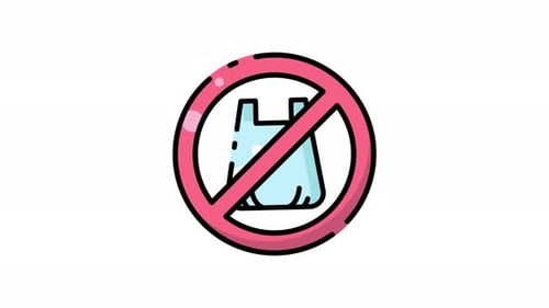 Animated No Plastic Bags Environmental Icon