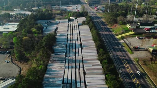 Huge parking lot of semi trailers in South Atlana, Georgia, USA. Dryvan and Reefrigerator trailer.