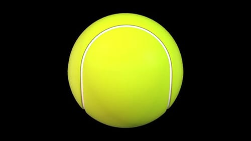 Bright Yellow Tennis Ball on Black Background