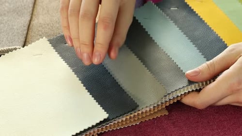 Leather and fabric color samples for interior design