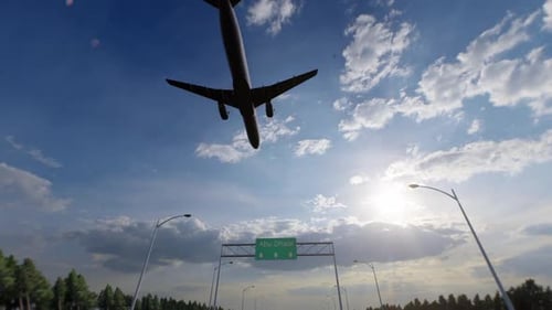 Abu Dhabi City Road Sign - Airplane Arriving To Abu Dhabi Airport Travelling To United Arab Emirates