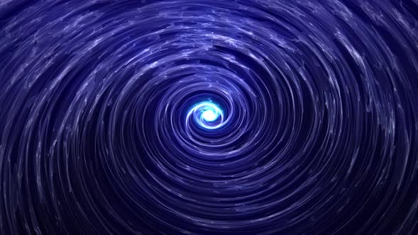 Abstract animation of a glowing blue vortex spinning around a bright ...