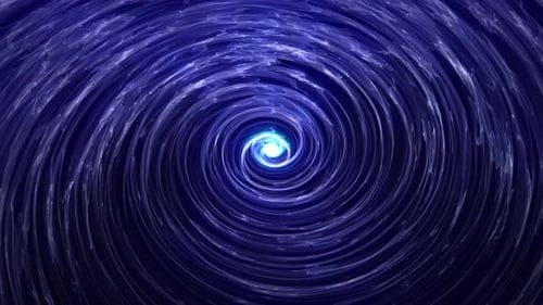 Abstract animation of a glowing blue vortex spinning around a bright center