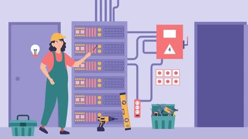Female Electrical Worker Tests Blocks 4K