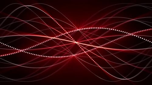 Red seamless loop screensaver with abstract structure made of white dotted curves