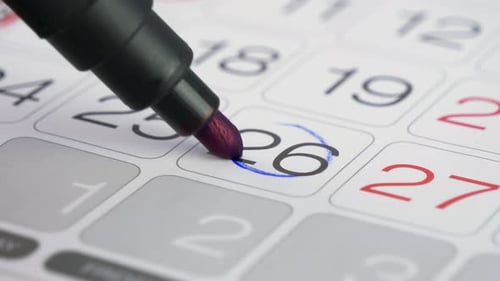 Blue Circle on Calendar Date Time Management Concept