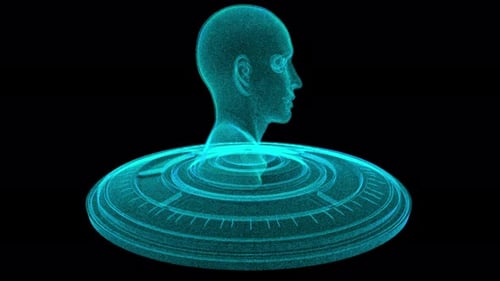 Futuristic Holographic Head With Digital Interface