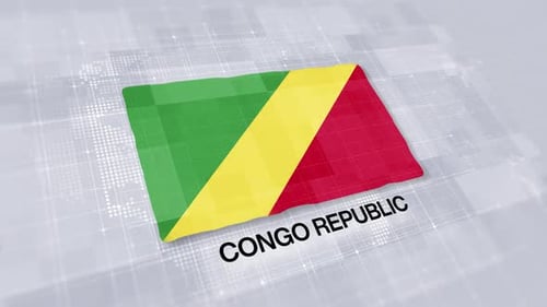 Congo Republic Flag Animation on Modern Digital World Map