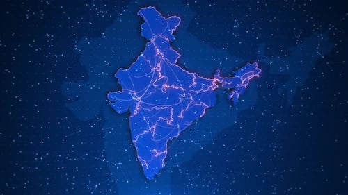 Digital India Map Network Connection Animation
