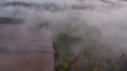 Foggy Landscape Aerial Shot