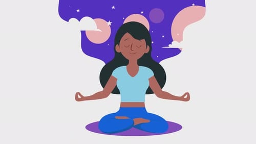 Flat Design Animation of Woman Meditating