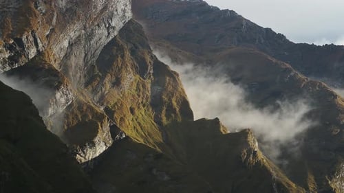 Rugged Rocky Mountains Scenery Close Up, Sharp Rocks and Bare Rugged Mountain Landscape Close Up in