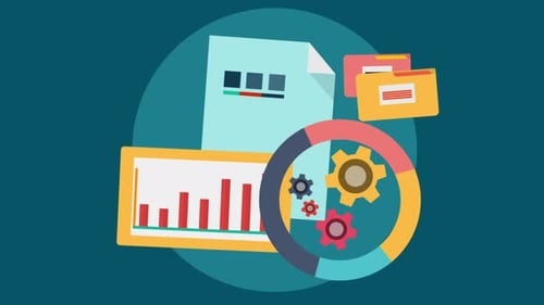 Corporate Data Analytics Animation in Flat Design Style