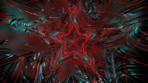 Red And Cyan Star Tunnel Background Loop Animation In 4K