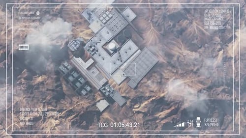 Secret Nuclear base hidden in the desert, Aerial top down