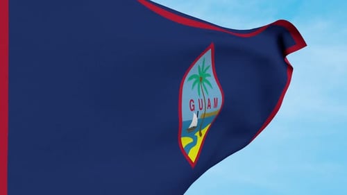 Realistic Guam Flag Waving in the Wind