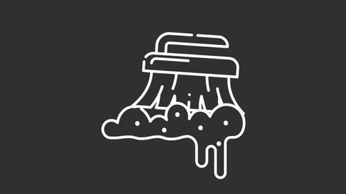 Animated Flat Design Cleaning Brush with Foam Icon