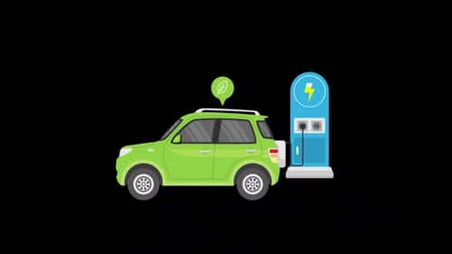 Un coche eléctrico recoge energía Alpha Channel