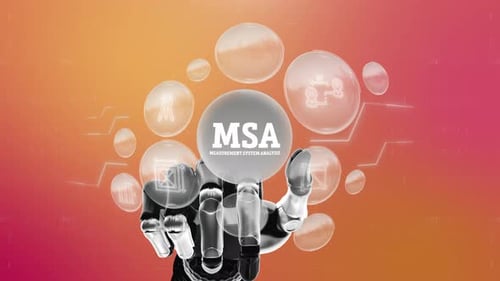 Futuristic Robotic Hand Presenting Digital Bubbles with MSA Title