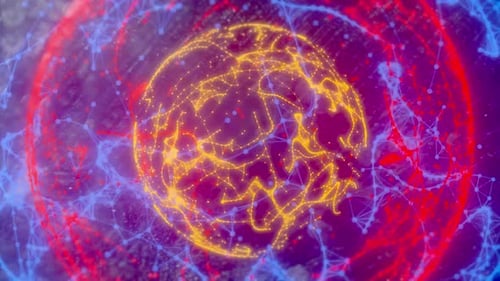 Futuristic Abstract Glowing Network Sphere Loop Background